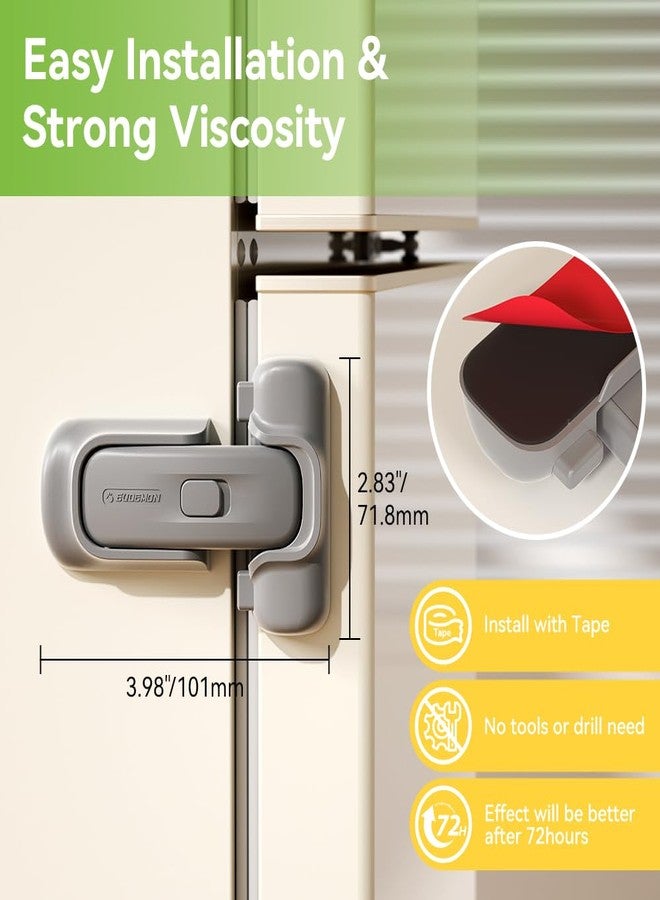 إيوديمن قفل ثلاجة من يوديمون، عبوة واحدة، قفل أمان للأطفال للثلاجة والفريزر للأطفال الصغار، سهل التركيب، لا حاجة لأدوات أو مثقاب (رمادي) - Image 2